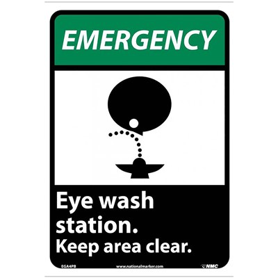 Eye Wash Station Keep Area Clear - Plastic Emergency Sign