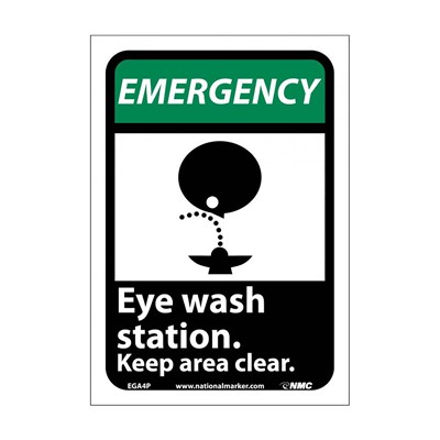 Eye Wash Station Keep Area Clear - 10x7 Vinyl Emergency Sign