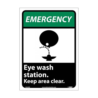 Eye Wash Station Keep Area Clear - Vinyl Emergency Sign