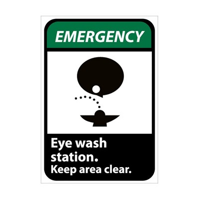 Eye Wash Station Keep Area Clear -10x7 Plastic Emergency Sign