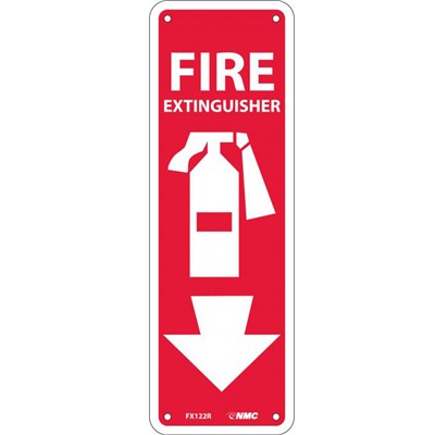 NMC 12"x4" Fire Extinguisher Safety Sign with Corner Holes
