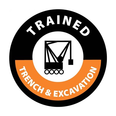 Trained Trench & Excavation Hard Hat Sticker