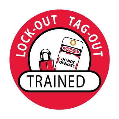 Lock-Out Tag-Out Trained Hard Hat Sticker