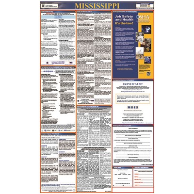 Laminated 40"x24" Mississippi Labor Law Poster LLP-MS