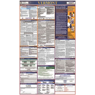 Laminated 40"x24" Vermont Labor Law Poster LLP-VT