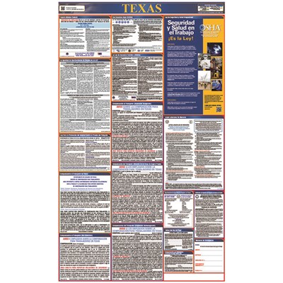 Lamianted 40"x24" Texas Labor Law Poster in Spanish LLPS-TX