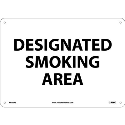 10" x 14" Rigid Plastic Designated Smoking Area Sign M102RB