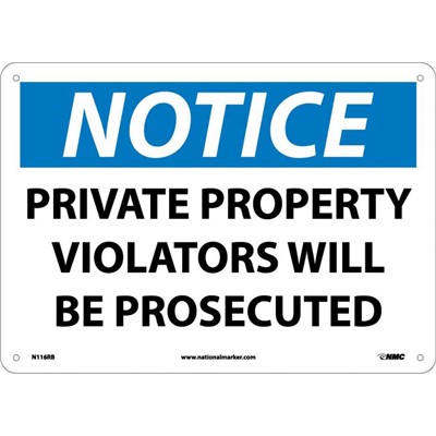 Private Property Violators Will Be Prosecuted - Plastic Notice Sign