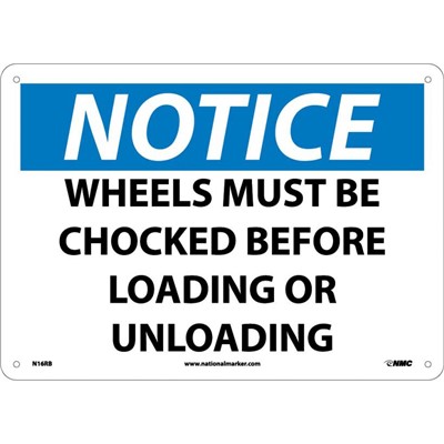 Wheels Must Be Chocked Before Loading Or Unloading - Plastic Notice Sign