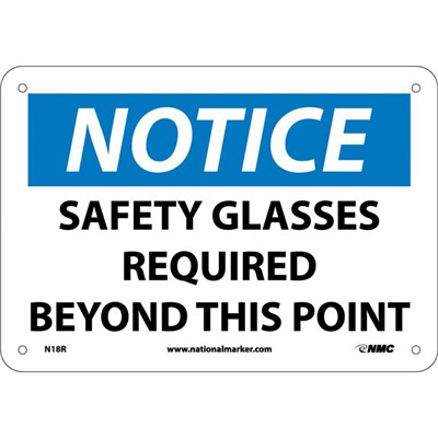 Safety Glasses Required Beyond This Point - 7x10 Plastic Notice Sign