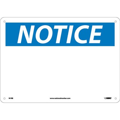 NMC 10"x14" Rigid Plastic Blank Notice Sign