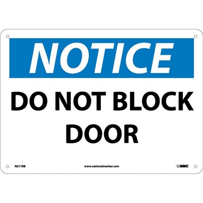 NMC 10"x14" Do Not Block Door - Notice Sign