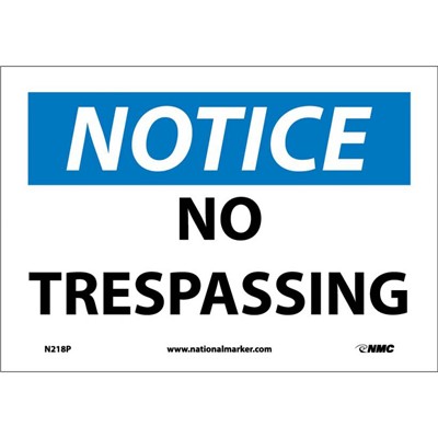 NMC 7"x10" No Trespassing - Adhesive Back Notice Sign