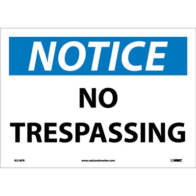 NMC 10"x14" No Trespassing - Adhesive Back Notice Sign