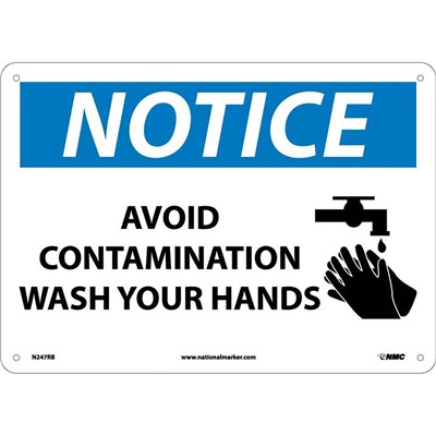 Avoid Contamination Wash Your Hands with Graphic - Plastic Notice Sign
