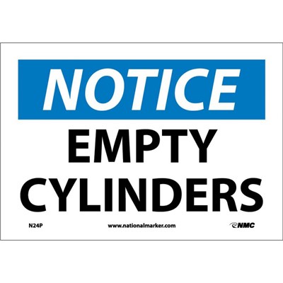 NMC 7"x10" Empty Cylinders - Adhesive Back Notice Sign