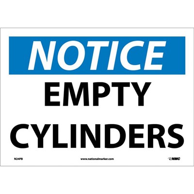 NMC 10"x14" Empty Cylinders - Adhesive Back Notice Sign