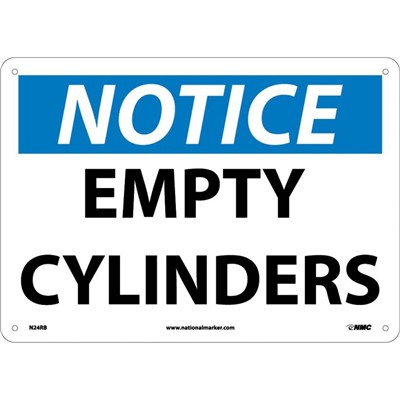 NMC 10"x14" Empty Cylinders - Rigid Plastic Notice Sign
