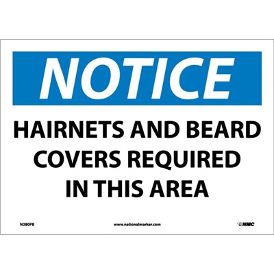 NMC Hairnets and Beard Covers Required - Adhesive Back Notice Sign