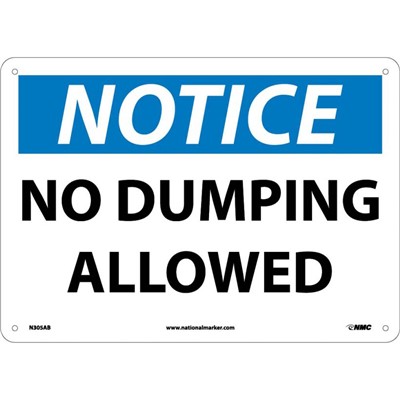 NMC No Dumping Allowed - Aluminum Notice Sign