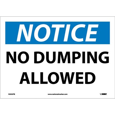 NMC No Dumping Allowed - Adhesive Back Notice Sign