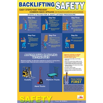Laminated Back Lifting Safety Poster PST001