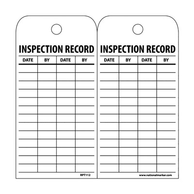 Pack of 25 Inspection Record Tags RPT112