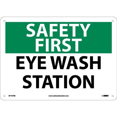 NMC 10"x14" Eye Wash Station - Rigid Plastic Safety First Sign
