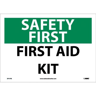 NMC 10"x14" First Aid Kit - Adhesive Back Safety First Sign SF41PB