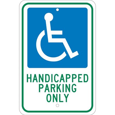 18x12 Reflective Aluminum Handicap Parking Only Sign