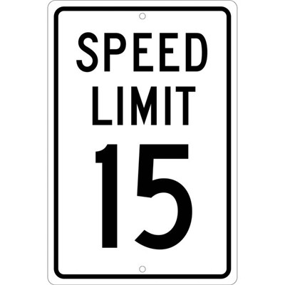 NMC 18x12 Aluminum Speed Limit 15 Sign