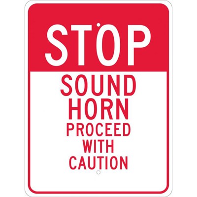 24x18 Reflective Aluminum Stop Sound Horn Proceed Sign