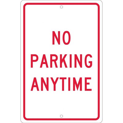 18x12 Aluminum No Parking Anytime Sign TM2H