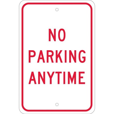 18x12 Reflective Aluminum No Parking Anytime Sign