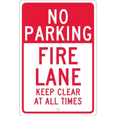 No Parking Fire Lane Keep Clear 18x12 Aluminum Sign