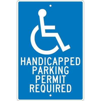 18x12 Aluminum Handicapped Parking Permit Required Sign TM84H