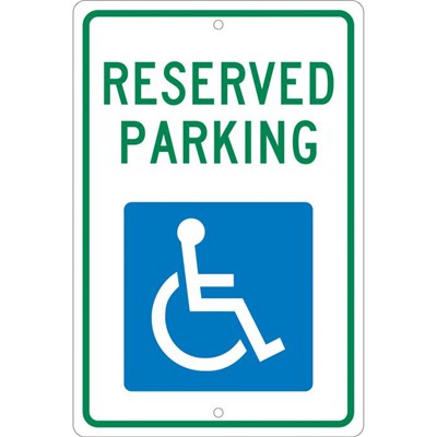 18x12 Aluminum Reserved Parking Handicap Sign TM87H