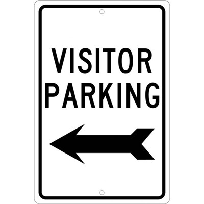 18x12 Aluminum Visitor Parking Left Arrow Sign TM9H