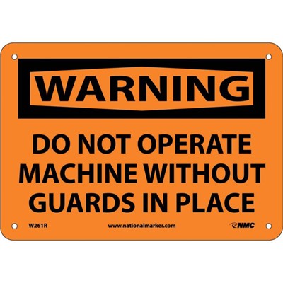 Do Not Operate Machine Without Guards In Place - 7x10 Plastic Warning Sign