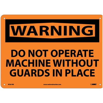 Do Not Operate Machine Without Guards In Place - Plastic Warning Sign