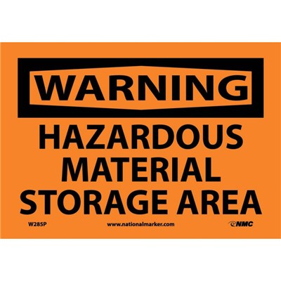 NMC 7"x10" Hazardous Material Storage Area - Adhesive Back Warning Sign