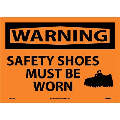 NMC Safety Shoes Must Be Worn Adhesive Back Warning Sign W462PB