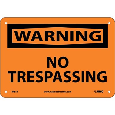 NMC 7"x10" NO TRESPASSING - Rigid Plastic Warning Sign