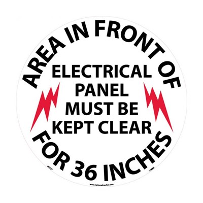 Area Front Of Electrical Panel Must Be Kept Clear Walk-On Floor Sign