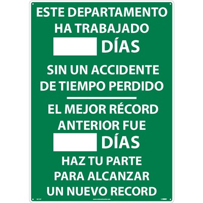 Spanish Write-On Scoreboard - Este Departamento Ha Trabajado