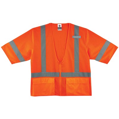 Ergodyne Class 3 Hi Vis Orange Mesh Safety Vest 8320Z-HVO-LG-XL