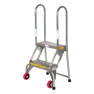 Vestil Portable Folding 2 Step Ladder with Wheels FLAD-2