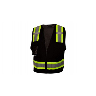 Pyramex Black Class 1 Enhanced Visibility Safety Vest RVZ2411CPX4