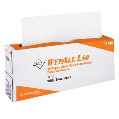 Case of 900 Kimberly-Clark Wypall L40 White Wipers