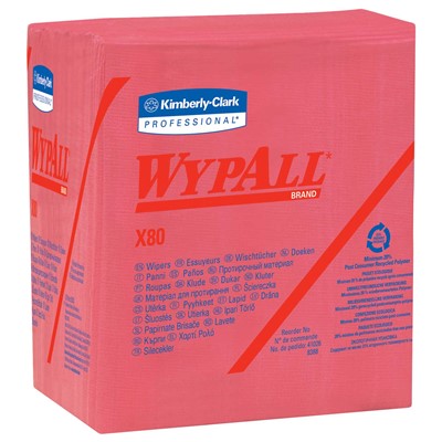 Case of 200 of Red Kimberly-Clark Wypall X80 Wipers